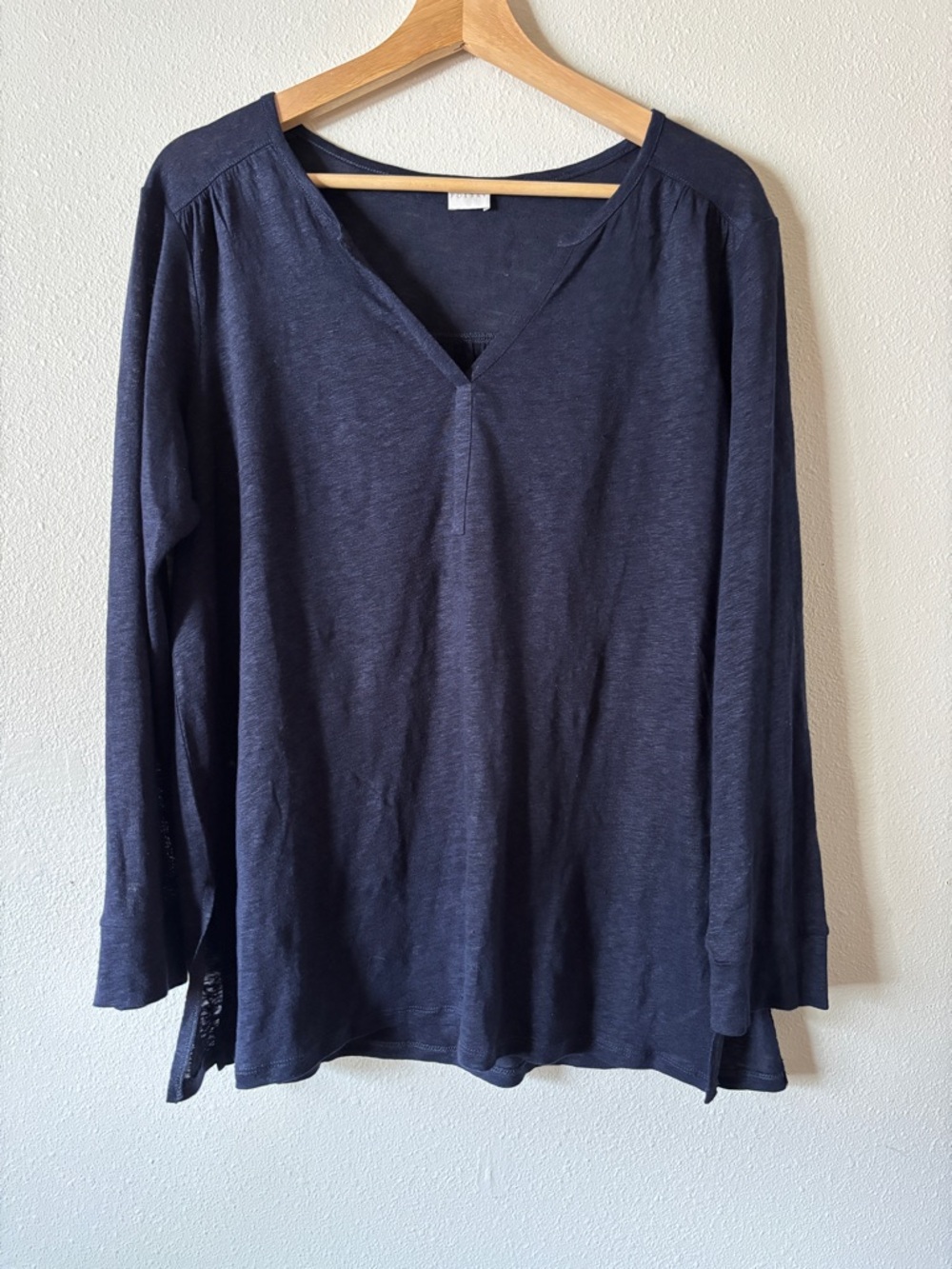 Navy Linen Poetry Long Sleeve Blouse Size 8